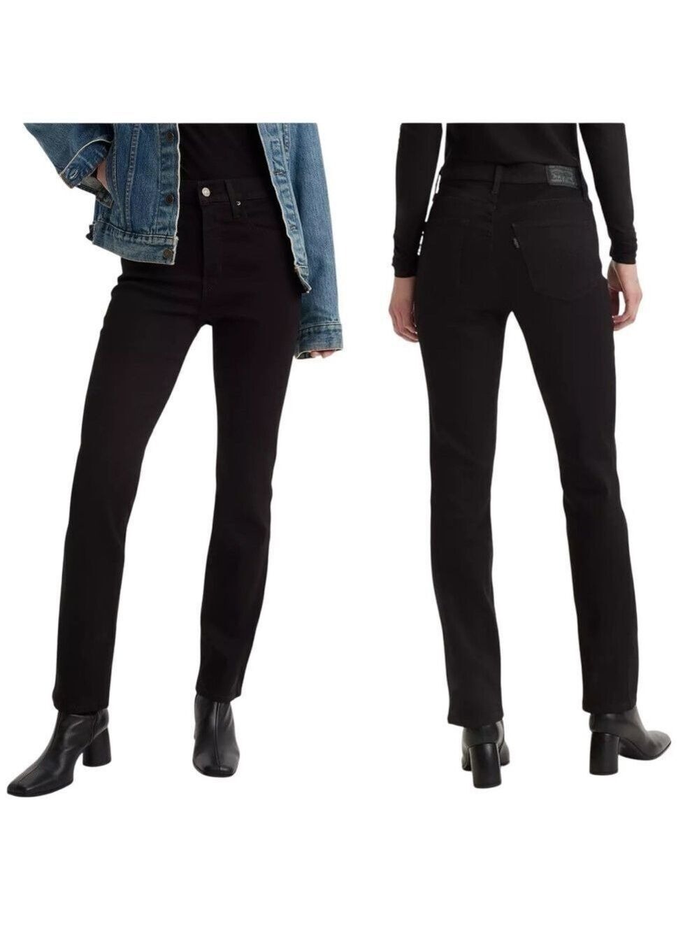Levi's 724 High Rise Slim Straight Leg Black Stretch Denim Jeans